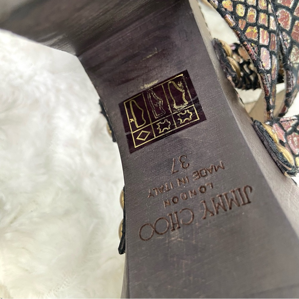 Jimmy Choo Python Embossed Leather Strapped Sanda… - image 13